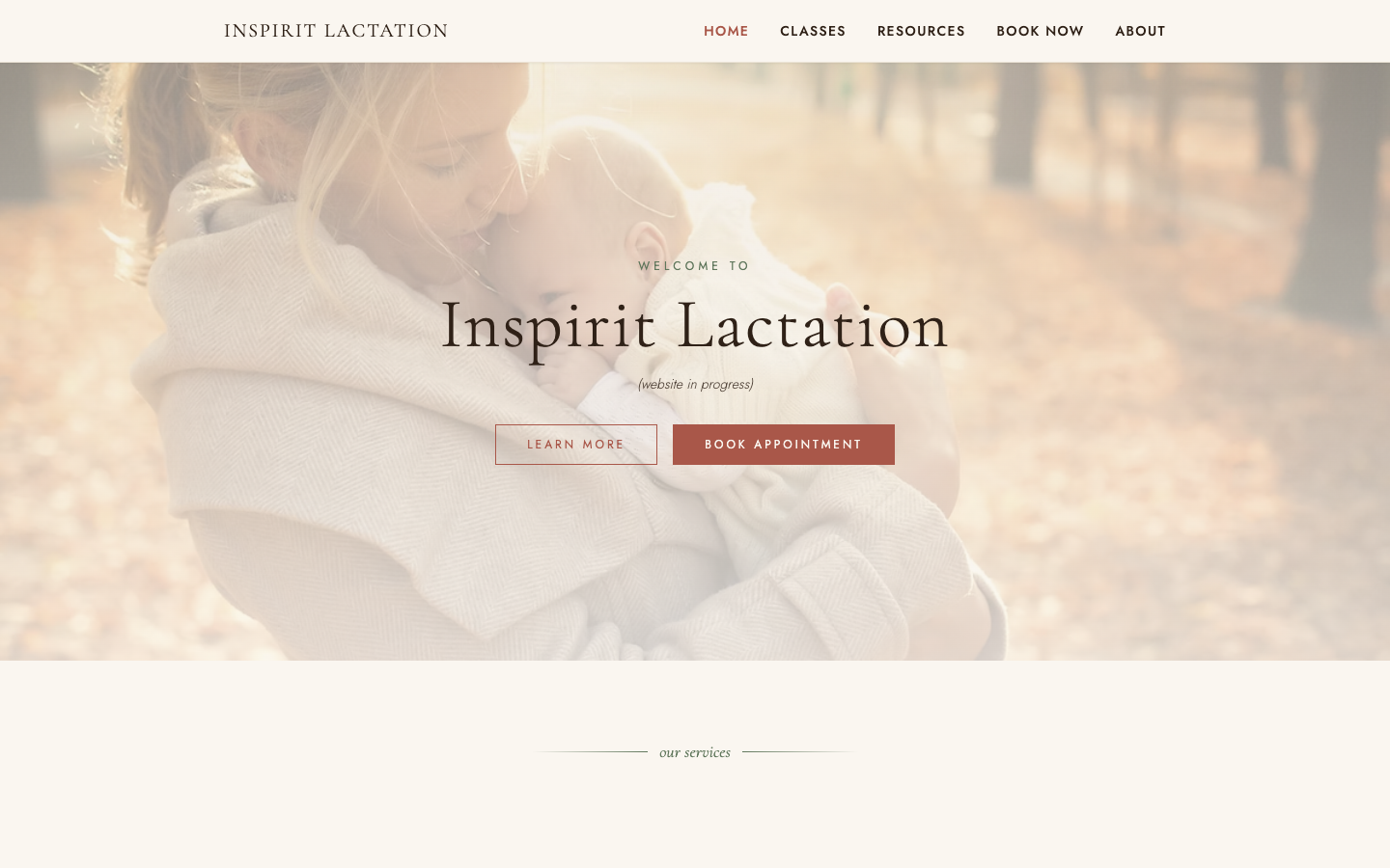 Inspirit Lactation website interface