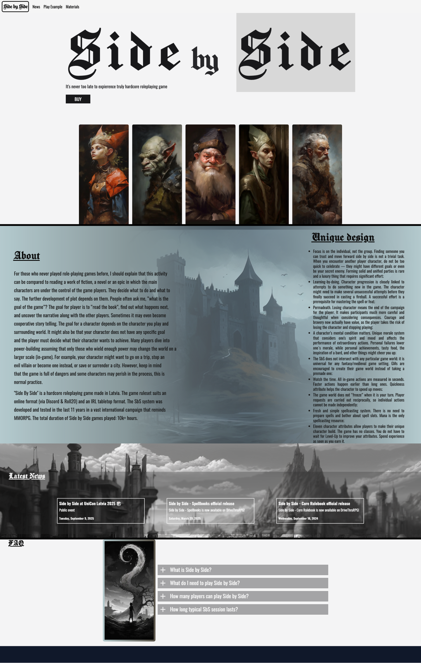 Side by Side website interface